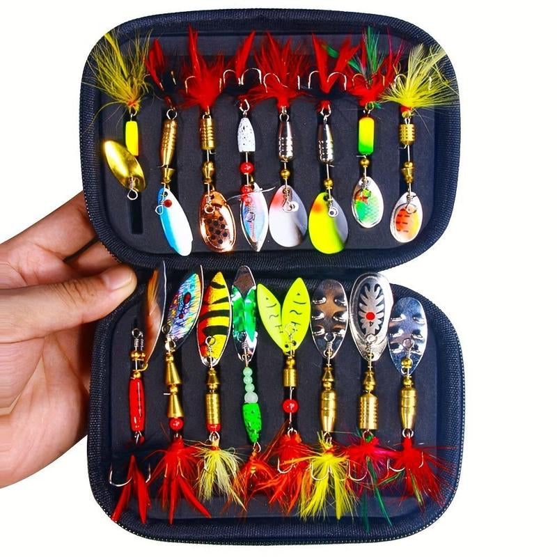 Fishing Spinning Lure Set with Storage Bag (1 Box), Fishing Lures with Hooks, Fishing Accessories & Fishing Tackle Kit for Fishing Enthusiast, Fishing Gear, Fishing Tool Kit, Fishing Equipment, Fishing Baits, Men Gifts, Bait Lure, Fishing Tackle Organizer