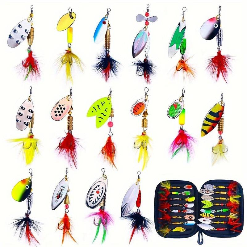 Fishing Spinning Lure Set with Storage Bag (1 Box), Fishing Lures with Hooks, Fishing Accessories & Fishing Tackle Kit for Fishing Enthusiast, Fishing Gear, Fishing Tool Kit, Fishing Equipment, Fishing Baits, Men Gifts, Bait Lure, Fishing Tackle Organizer