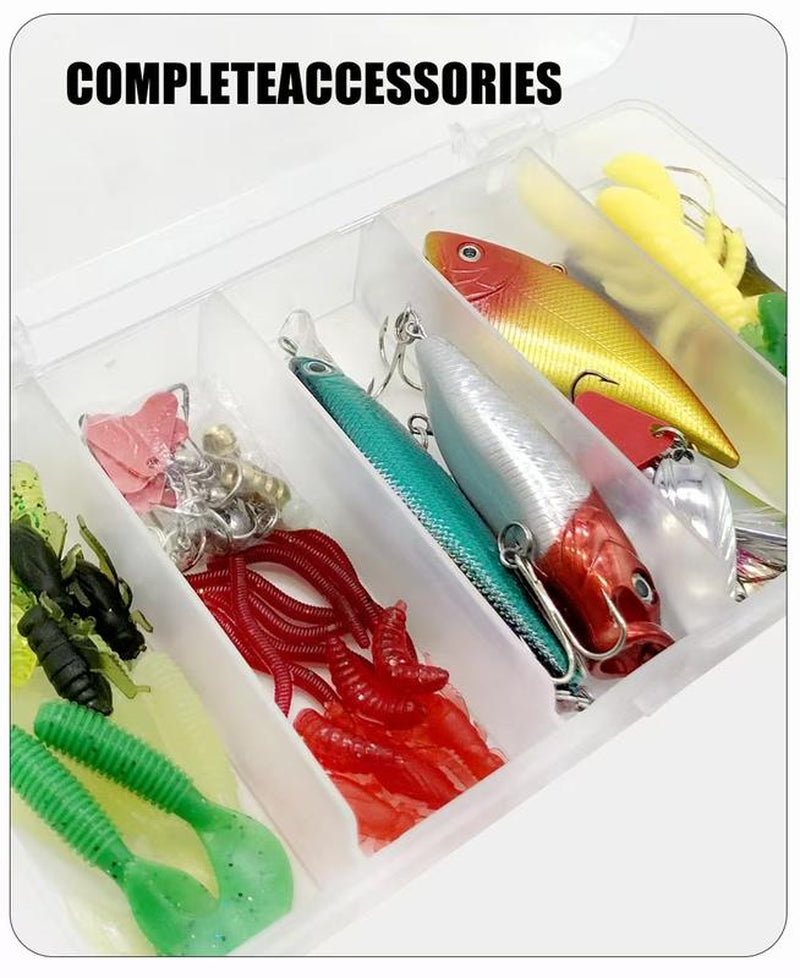 Fishing Equipment, Not Air Force, Freshwater Bait Fishing Gear Set, Trout Fishing Gear Set, Salmon Fishing Accessories Fishing Gear Box, Including Spoon Bait, Soft Plastic Worm