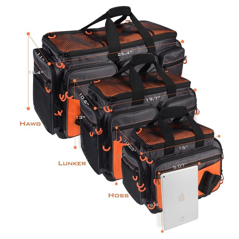 Kastking Fishing Tackle Bags - Durable Polyester Material, Water Resistant, Zipper Closure, 6 Zippered Pockets for Organization, Padded Handle and Shoulder Strap