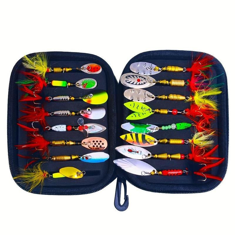 Fishing Spinning Lure Set with Storage Bag (1 Box), Fishing Lures with Hooks, Fishing Accessories & Fishing Tackle Kit for Fishing Enthusiast, Fishing Gear, Fishing Tool Kit, Fishing Equipment, Fishing Baits, Men Gifts, Bait Lure, Fishing Tackle Organizer