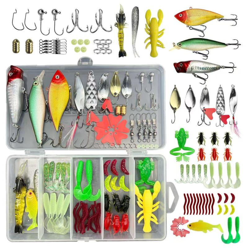 Fishing Equipment, Not Air Force, Freshwater Bait Fishing Gear Set, Trout Fishing Gear Set, Salmon Fishing Accessories Fishing Gear Box, Including Spoon Bait, Soft Plastic Worm
