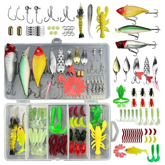 Fishing Equipment, Not Air Force, Freshwater Bait Fishing Gear Set, Trout Fishing Gear Set, Salmon Fishing Accessories Fishing Gear Box, Including Spoon Bait, Soft Plastic Worm