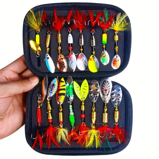 Fishing Spinning Lure Set with Storage Bag (1 Box), Fishing Lures with Hooks, Fishing Accessories & Fishing Tackle Kit for Fishing Enthusiast, Fishing Gear, Fishing Tool Kit, Fishing Equipment, Fishing Baits, Men Gifts, Bait Lure, Fishing Tackle Organizer
